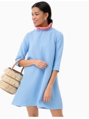 Tuckernuck Pomander Place Ruffle Neck Sky Blue Mini Dress